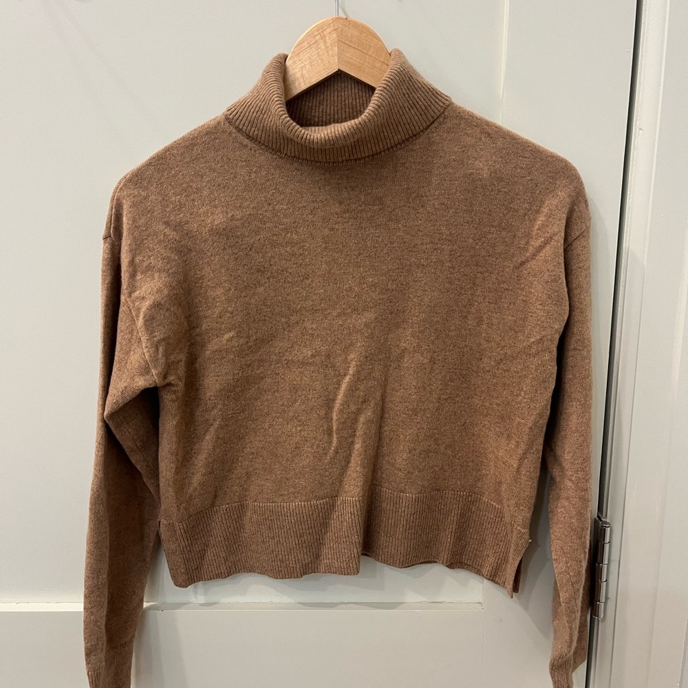 For Love And Lemons Cashmere Turtleneck Cropped Sweater